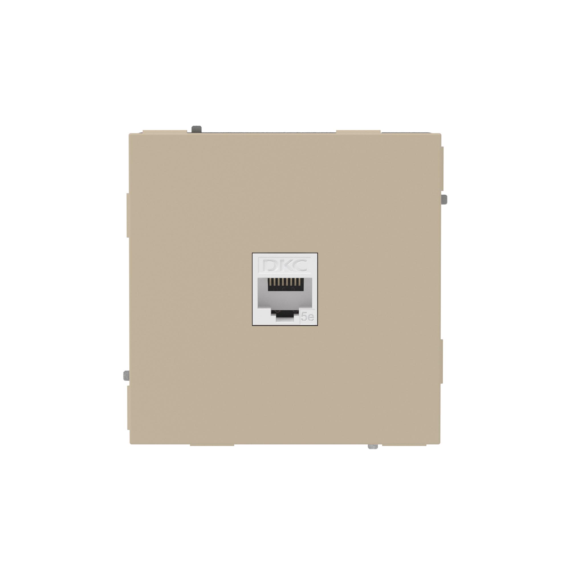 Компьютерная розетка RJ-45 без шторки, кат.5е одинарная, KANT, ванильный марципан