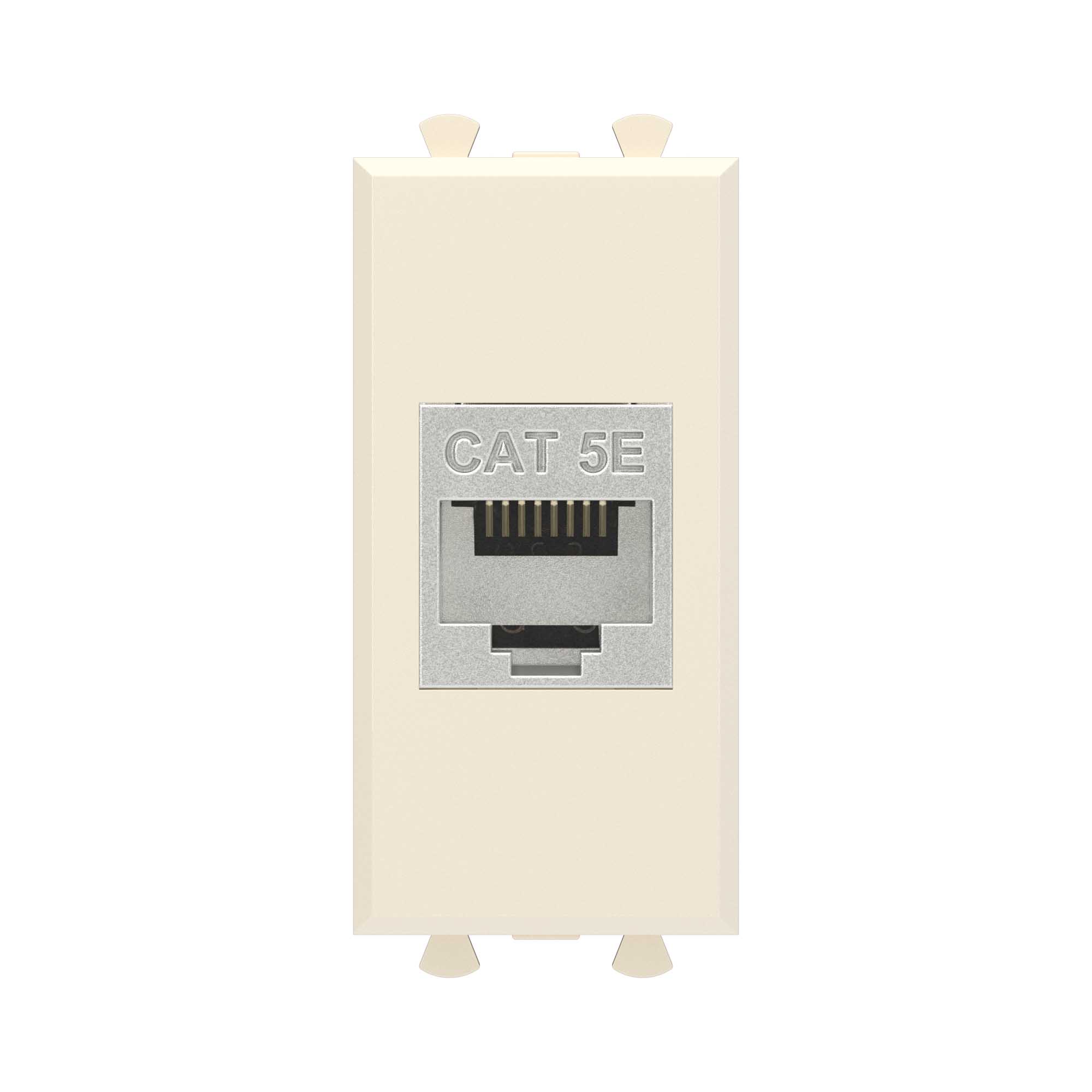 Компьютерная розетка RJ-45 без шторки модульная, кат.5е экранированная, Avanti, ванильная дымка, 1 модуль