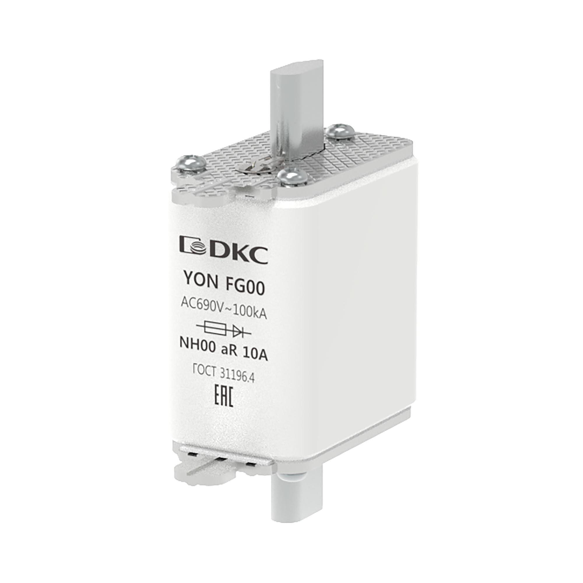 Предохранитель YON ножевого типа FG00 10А 690V характеристика aR
