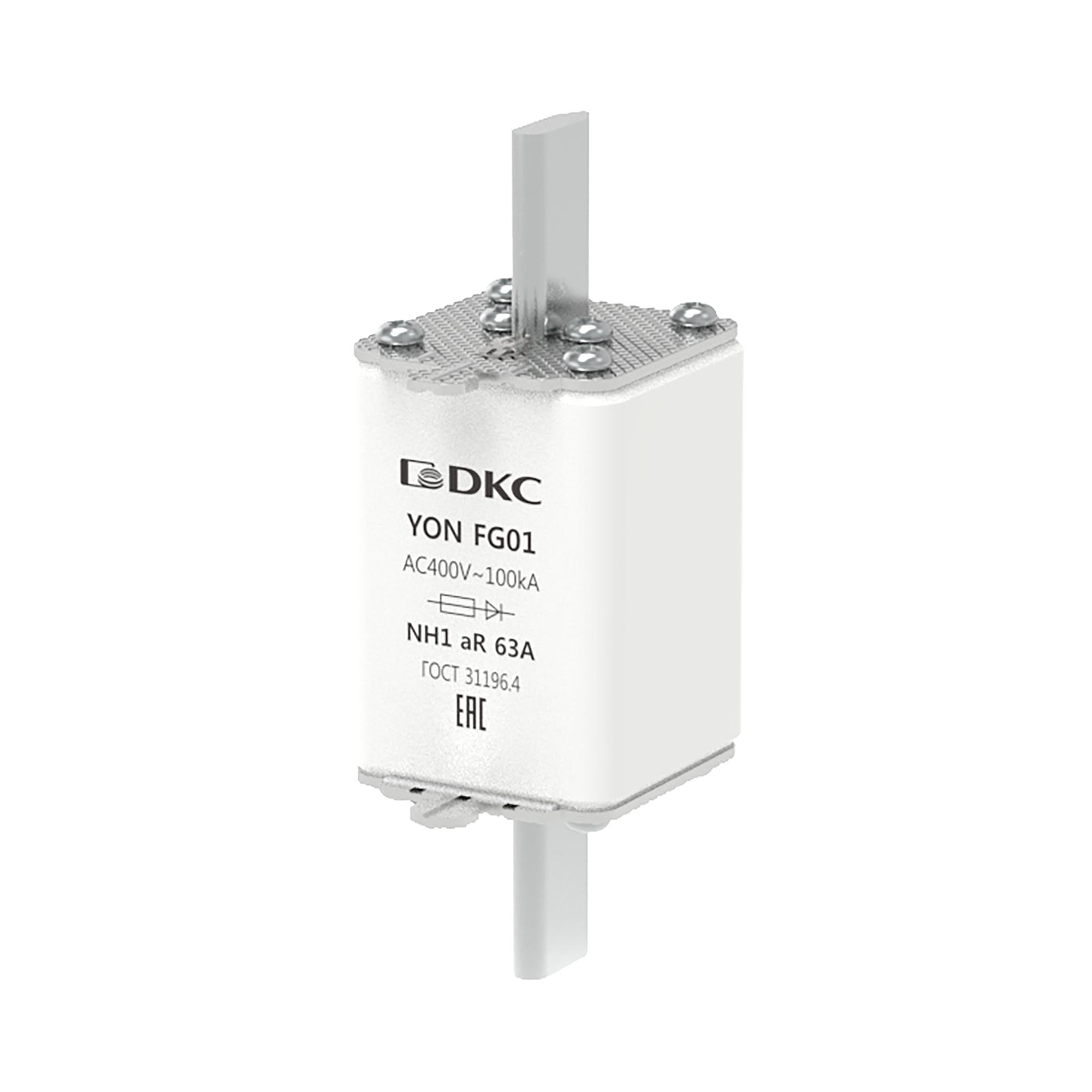 Предохранитель YON ножевого типа FG1 63А 400V характеристика aR
