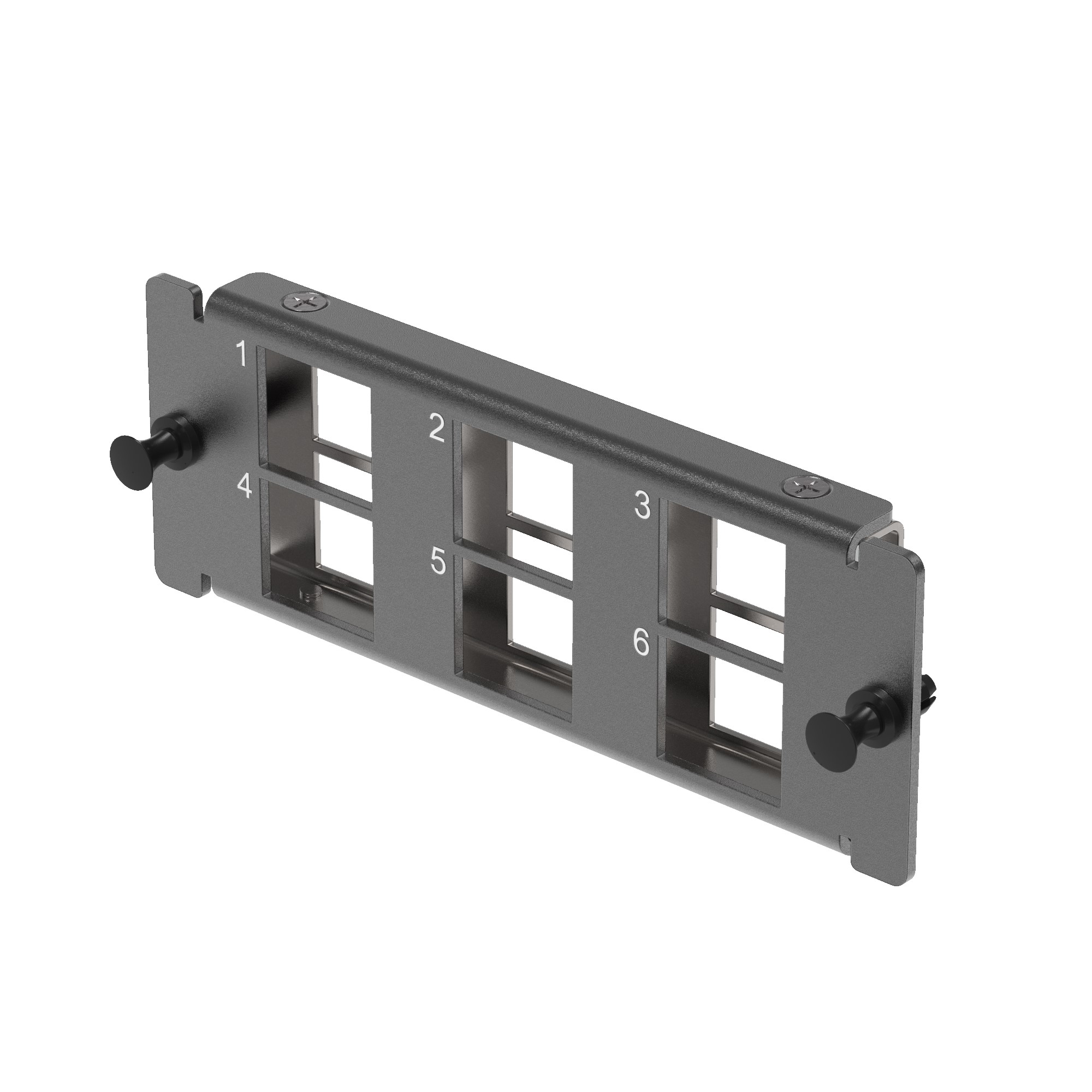 Адаптерная планка 6xRJ45 типа Кейстоун (Keystone), неэкранированная, 1HU, черная