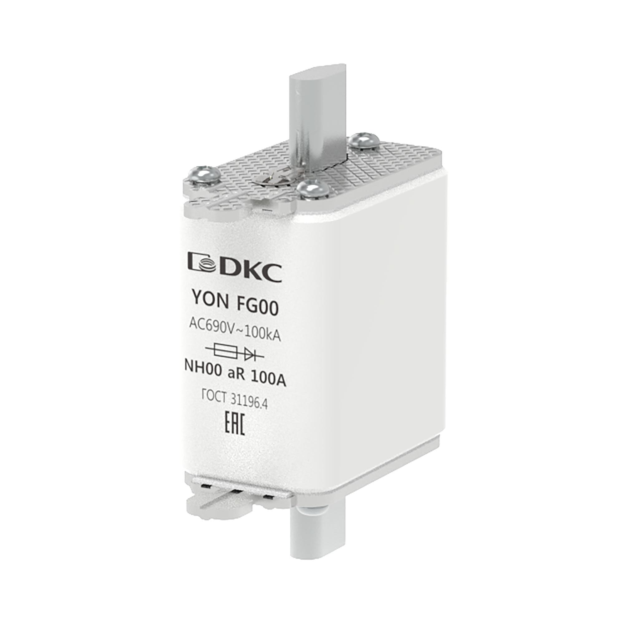 Предохранитель YON ножевого типа FG00 100А 690V характеристика aR