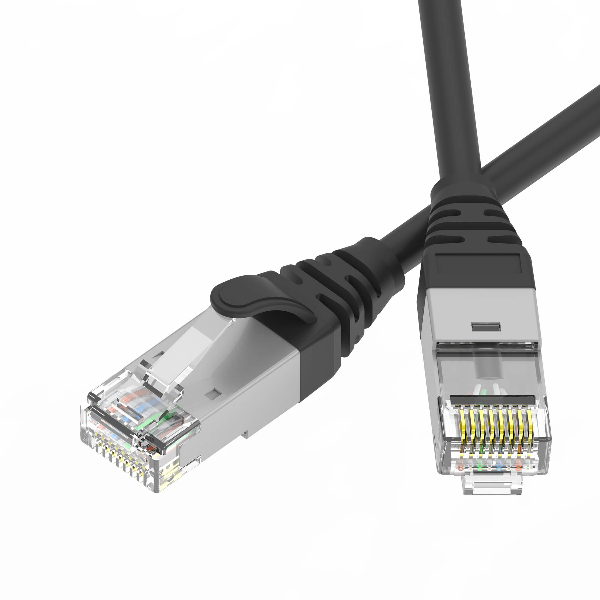 Патч-корд экранированный Ultra SLIM CAT6A S/FTP 4х2, 30 AWG, LSZH, чёрный, 5м
