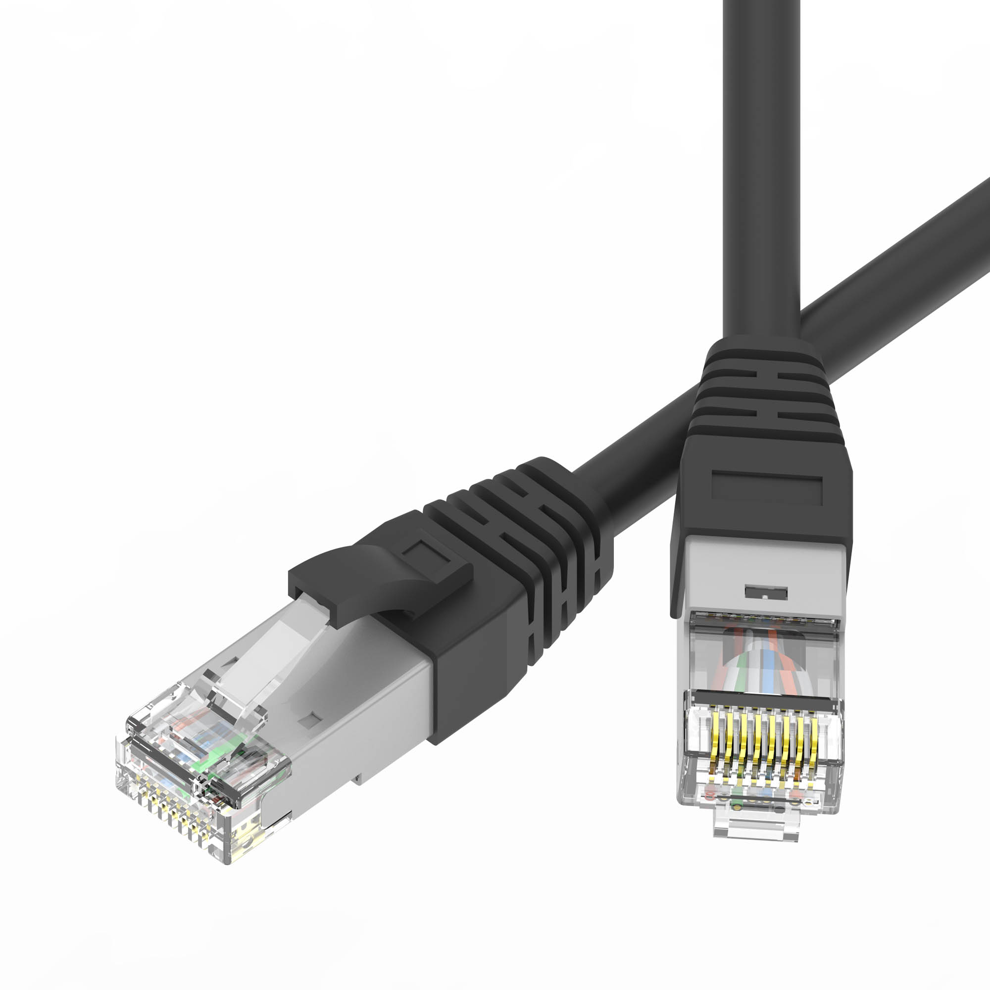 Патч-корд экранированный SLIM CAT6A S/FTP 4х2, 28 AWG, LSZH, чёрный, 0,3м