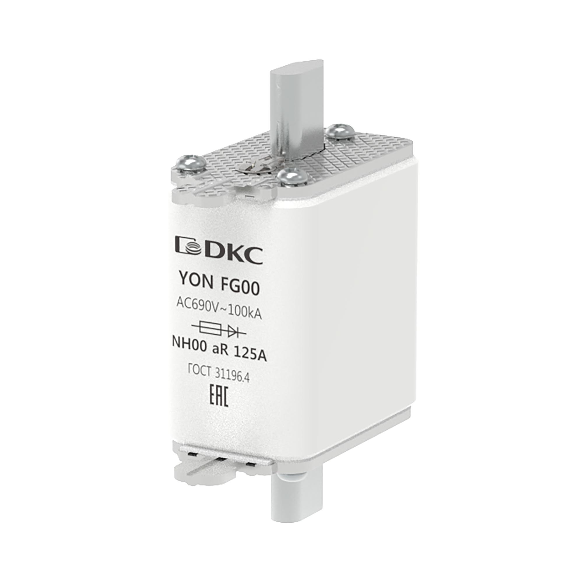 Предохранитель YON ножевого типа FG00 125А 690V характеристика aR