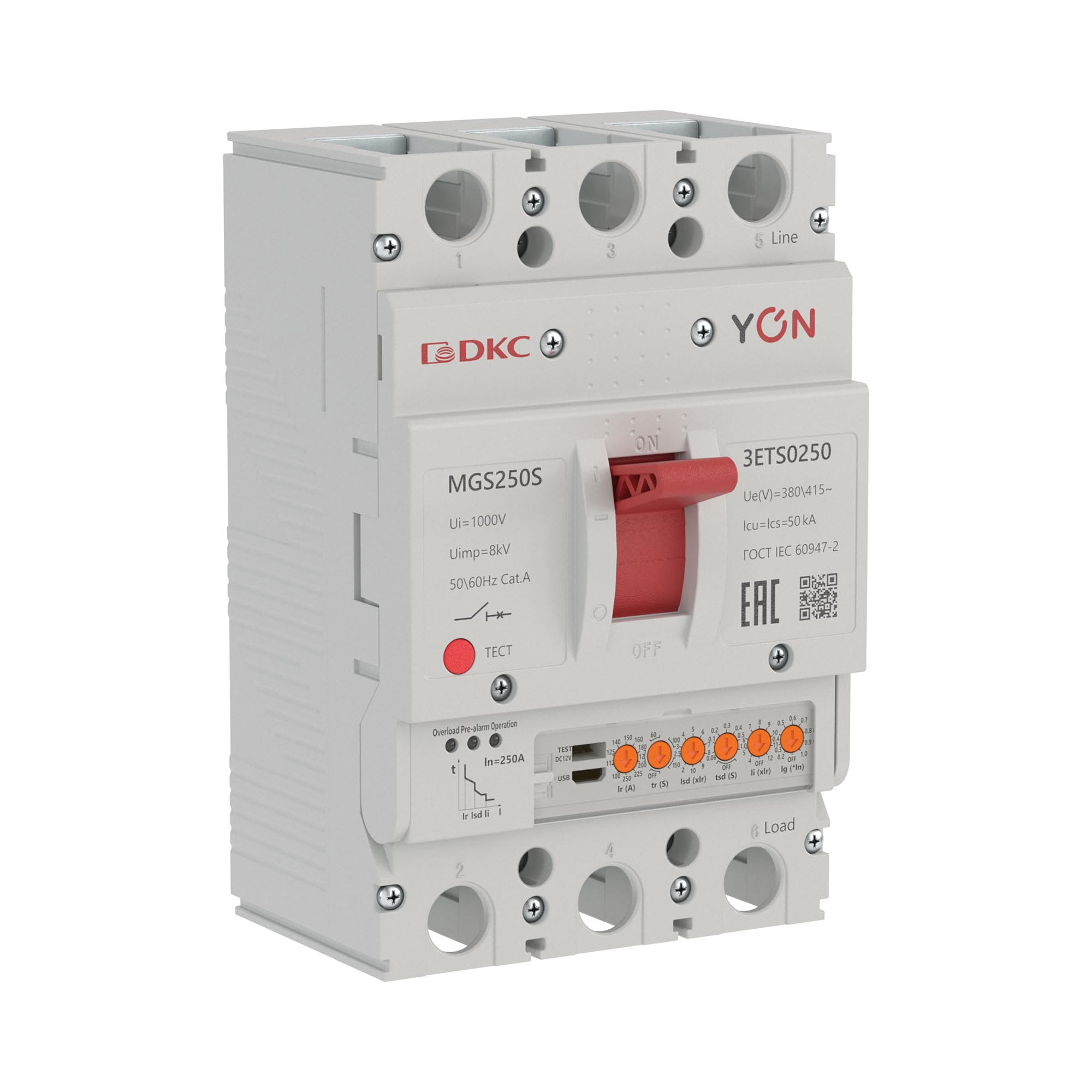 Авт. выкл. YON MGS250S 3P 100-250A 50kA с электронным расцепителем ETS