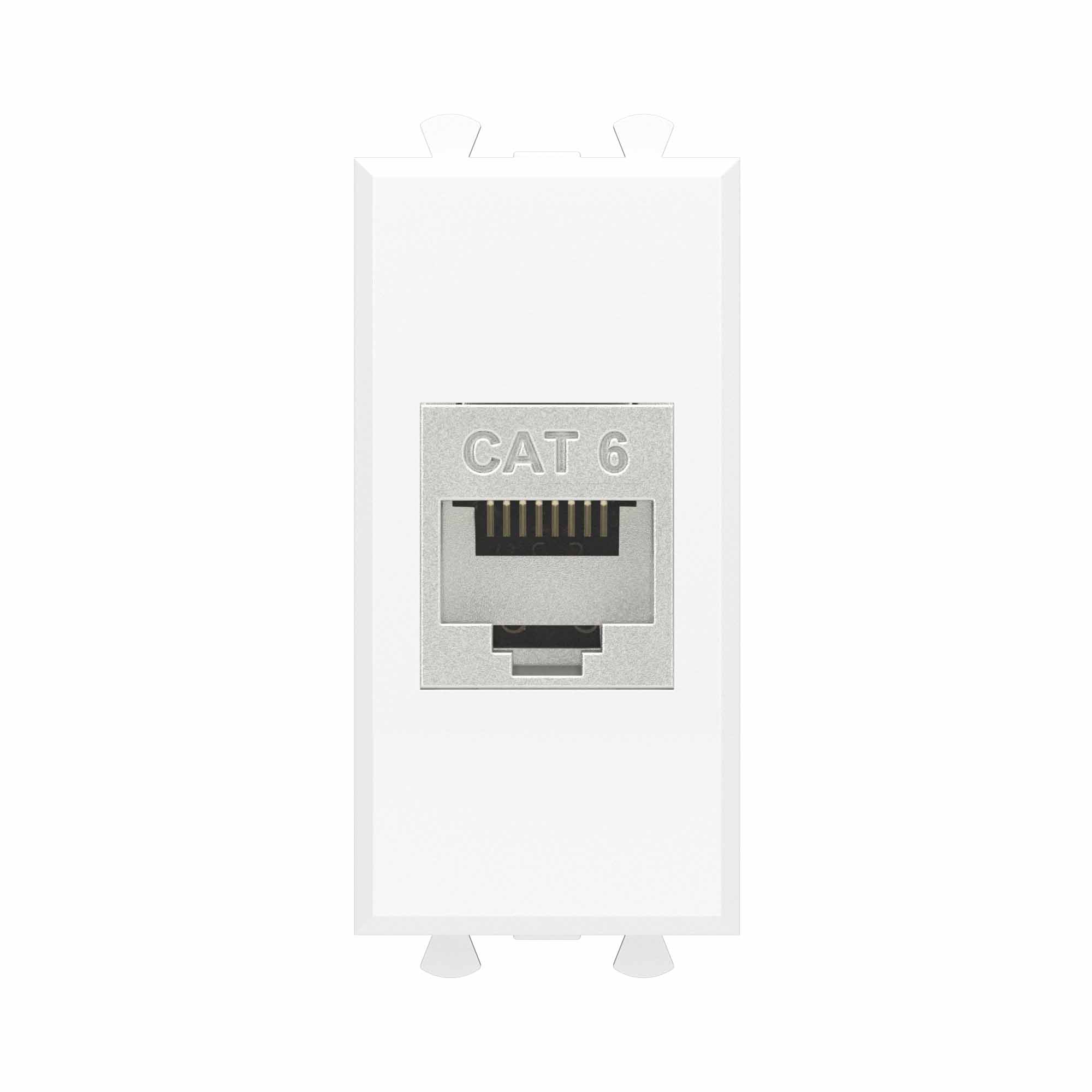 Компьютерная розетка RJ-45 без шторки модульная, кат.6 экранированная, Avanti, белое облако, 1 модуль