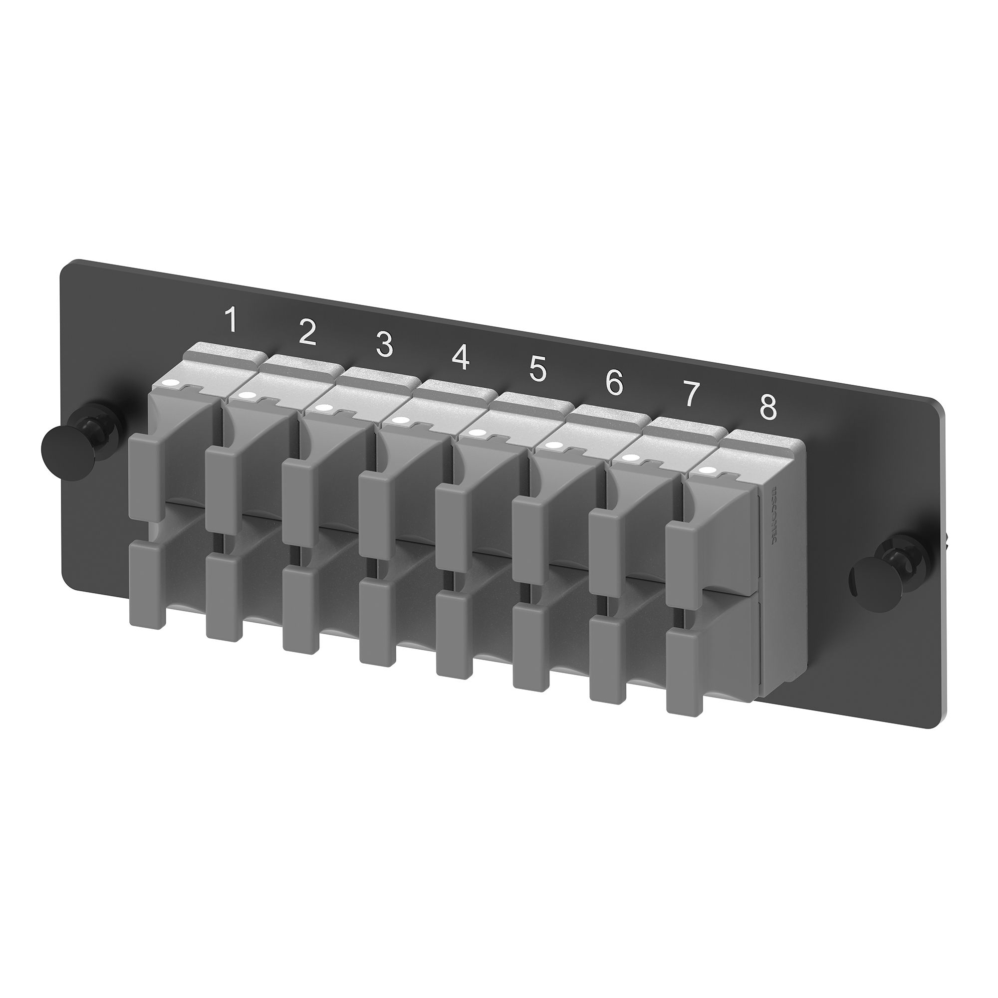 Адаптерная планка 16xMTP(16) адаптеров (allign key) (цвет адаптеров - светло-серый), OM4, 1 HU