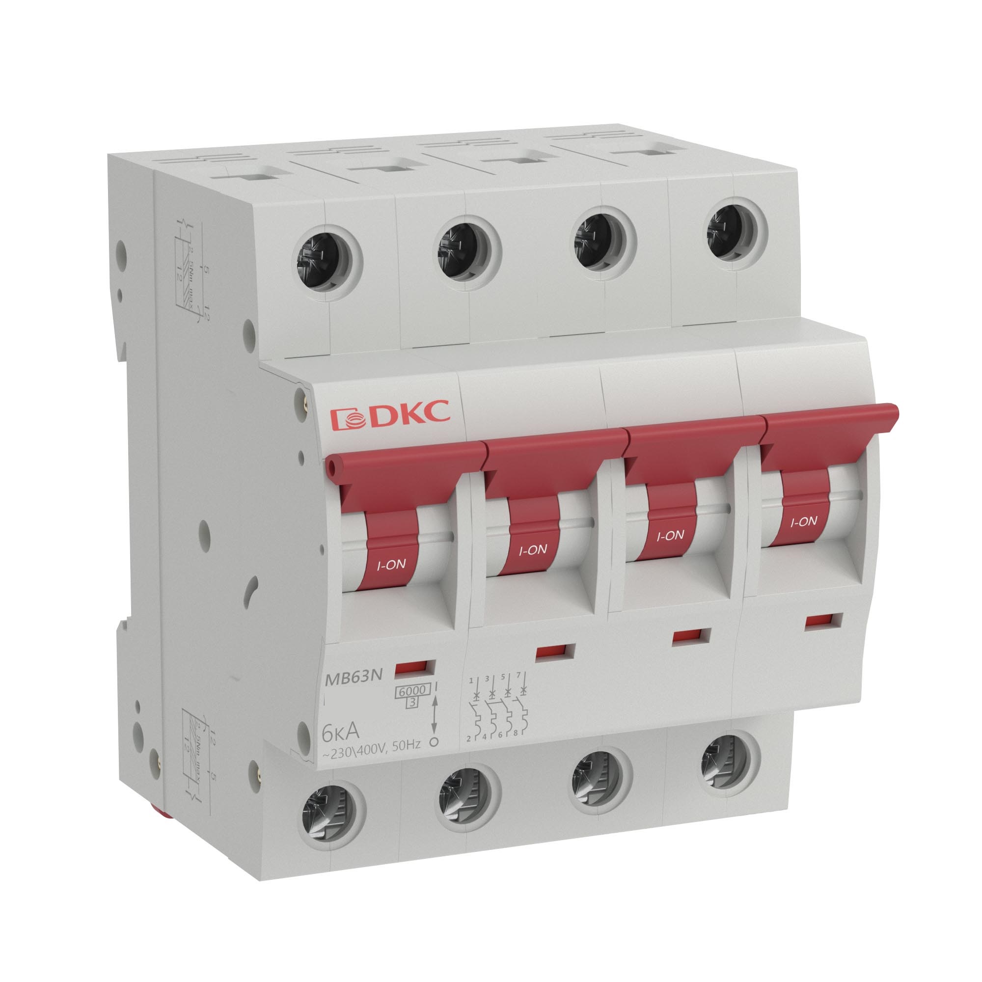 Модульный автоматический выключатель YON MB63, 4P, характеристика C, 16A, 4,5kA
