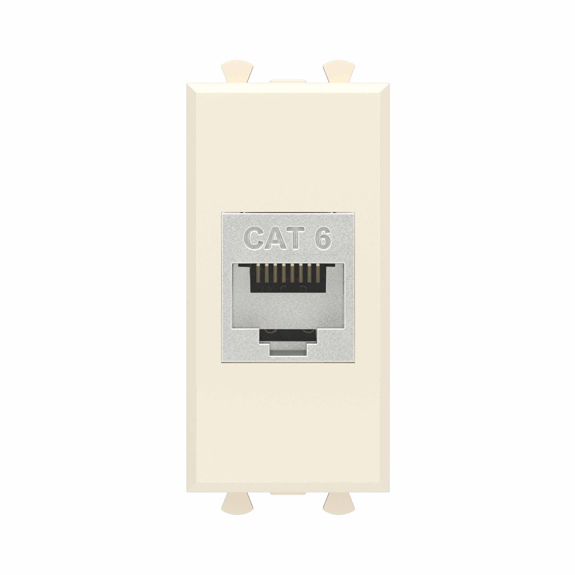 Компьютерная розетка RJ-45 без шторки модульная, кат.6 экранированная, Avanti, ванильная дымка, 1 модуль