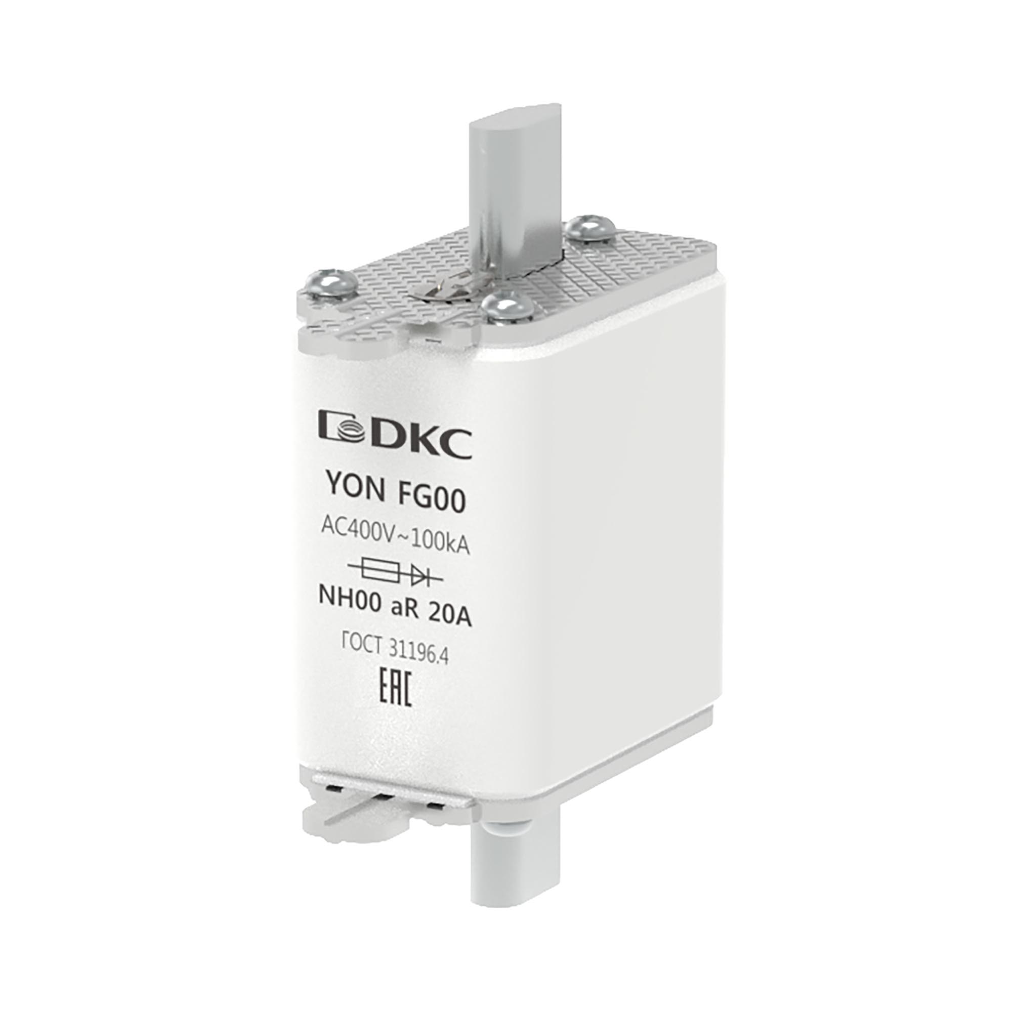 Предохранитель YON ножевого типа FG00 20А 400V характеристика aR