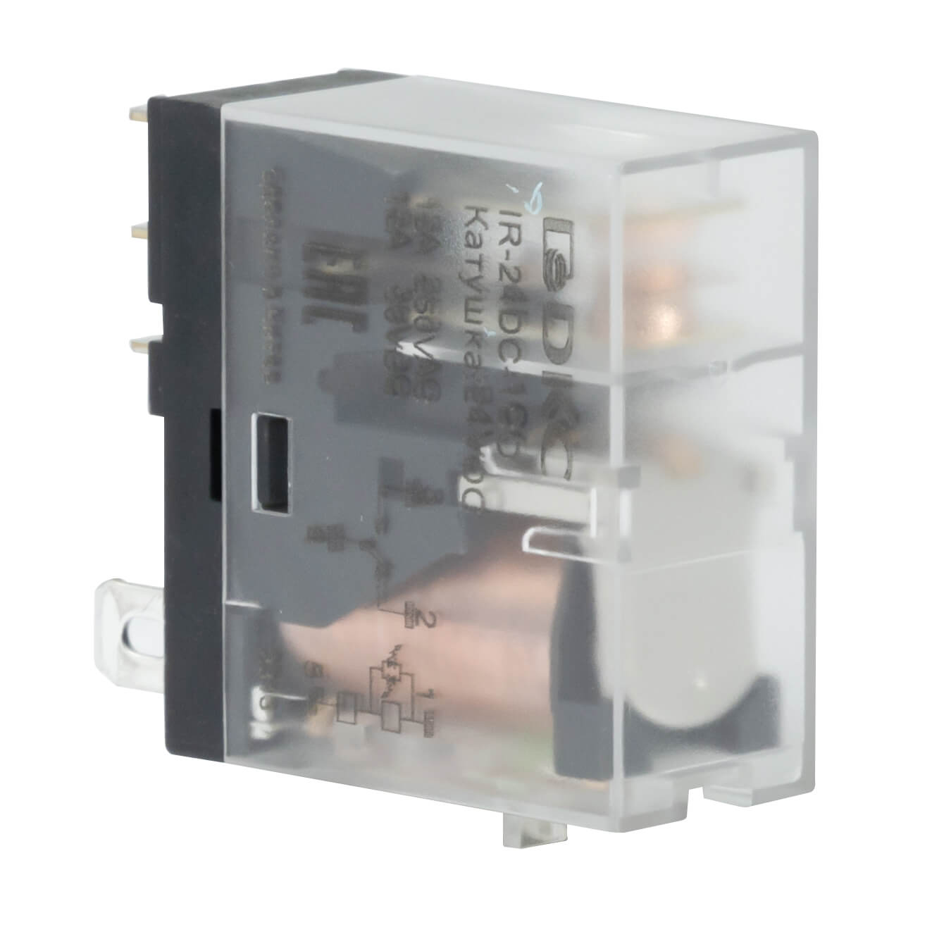 Реле миниатюрное промышленное, 1CO, ком. ток 12А, AgSnO2, напряжение 115V AC, опция: светодиод