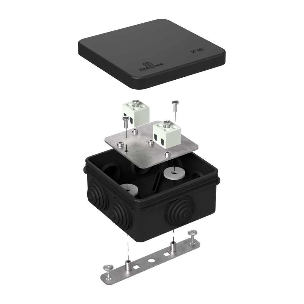 Коробка огнестойкая для о/п 40-0210-FR1.5-4 Е15-Е120 RAL9005 80х80х40 (44 шт/уп) Промрукав