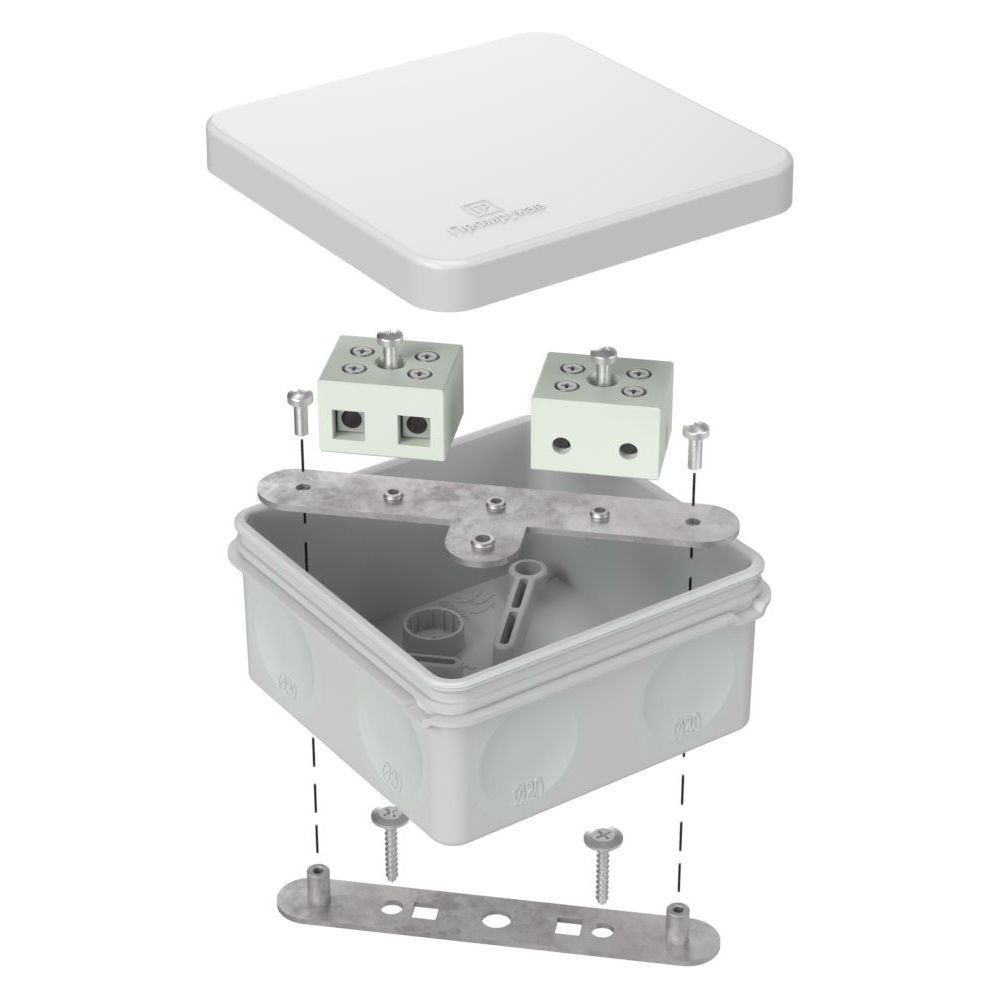 Коробка огнестойкая для о/п двухкомпонентная 60-0210-FR10.0-4 Е15-Е120 RAL7035 80х80х40 Промрукав