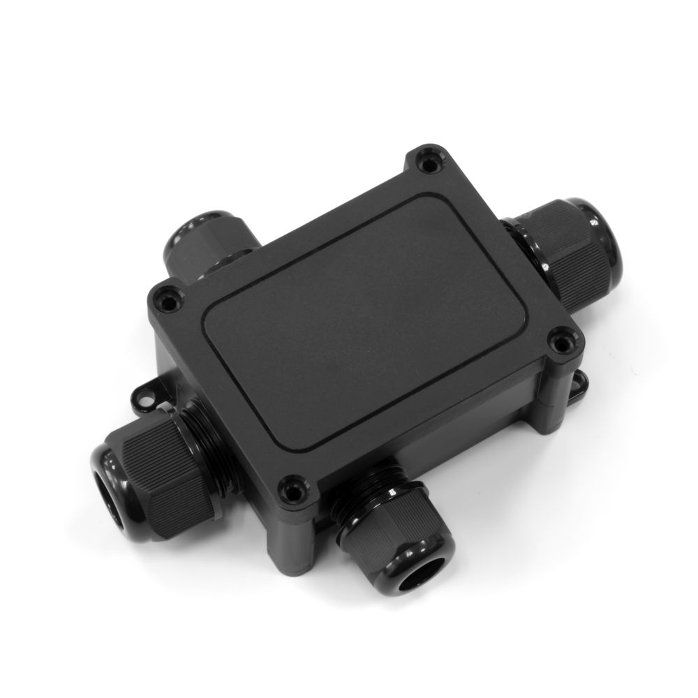 Распределительная коробка 4-вводная IP68 ПА66 40А 450В d5-14 мм 135х96х42 черная Промрукав