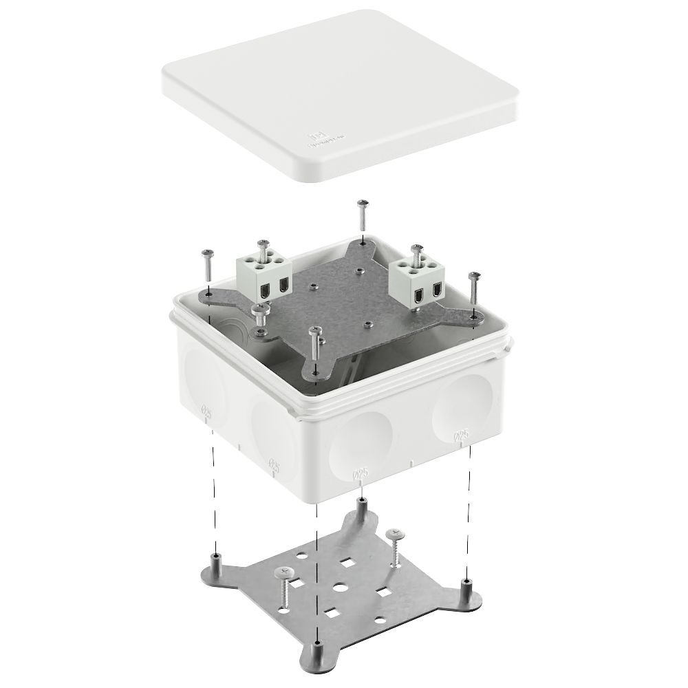 Коробка огнестойкая для о/п двухкомпонентная 60-0300-FR2.5-4 Е15-Е120 RAL9003 100х100х50 (14 шт/уп) Промрукав
