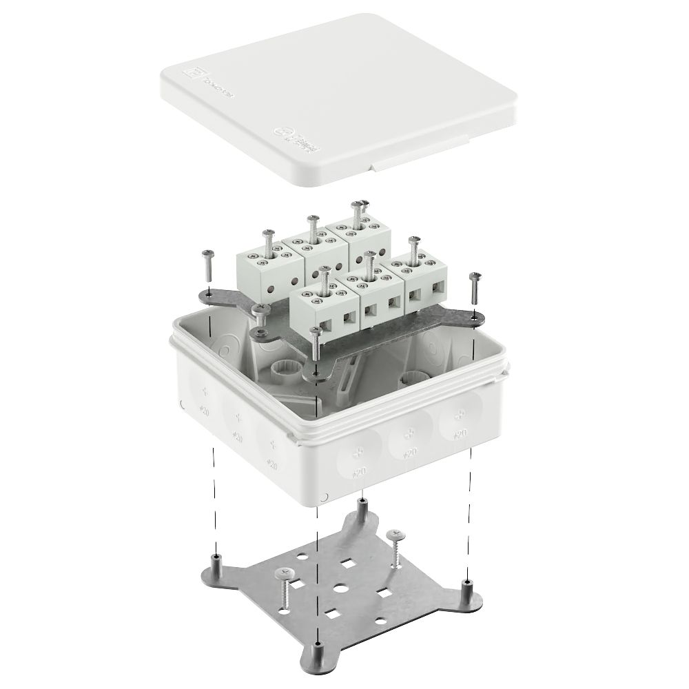 Коробка огнестойкая для о/п двухкомпонентная 60-0303-FR6.0-12 Е15-Е120 RAL9003 100х100х40 (16 шт/кор) Промрукав