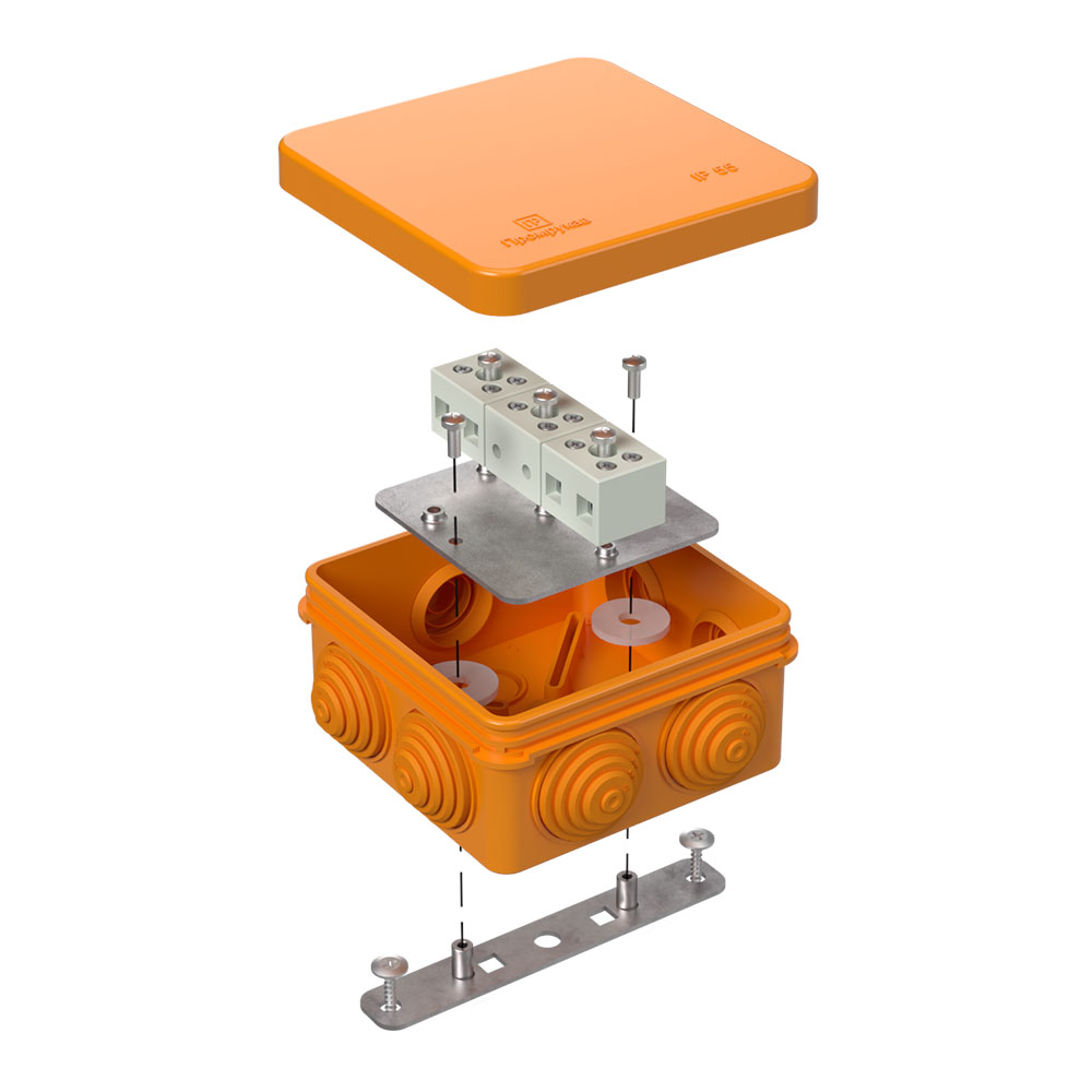 Коробка огнестойкая для о/п 40-0210-FR1.5-6 Е15-Е120 RAL2004 80х80х40 (44 шт/кор) Промрукав